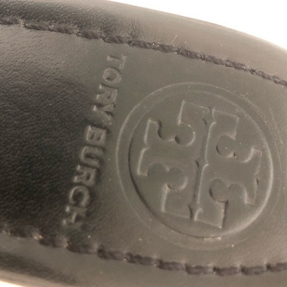 Tory Burch Pamela cork wedge black patent leather and gold sandals-NEW - Picture 2 of 5